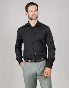 London Black Merino Wool Shirt