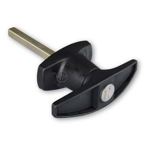 Heller Thandles Locks: T-Handle: Skyline Garages - Flush Back Rear Fix 46mm (Black)