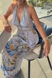 Camilla 1: Camilla "Under Scarab Skies Halter Neck" Jumpsuit