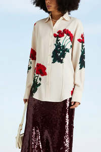 Tops: VICTORIA BECKHAM "Floral-Print Crepe" Shirt