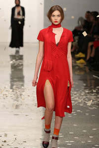 KATE SYLVESTER "Pleated V-neck" Dress