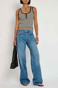 Tops: ANINE BING "Alessia Striped" Sretch-Cotton Tank