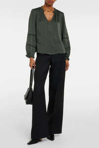 VELVET BY GRAHAM AND SPENCER "Koren" Lace-trimmed Blouse