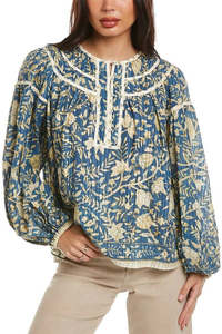 Tops: ULLA JOHNSON "Kirana Lanai" Gathered Yoke Blouse