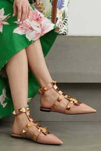 VALENTINO "Roman Stud Ankle Cuff" Ballerinas