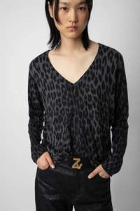 ZADIG & VOLTAIRE "Brumy" Leo Print Sweater