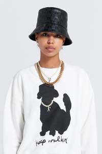 KAREN WALKER "Monogram" Leather Bucket Hat