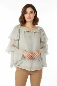 Tops: MISSONI "Ruffled" Silk Blouse