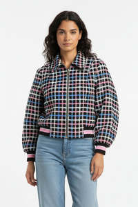 ADRIENNE WINKELMANN "Plaid Bomber "Jacket