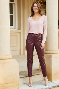 Pants: SOSANDAR "Classic Straight Leather "Pants, 14R