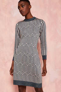 Dresses: TED BAKER "Metallic" Geometric Jumper Dress