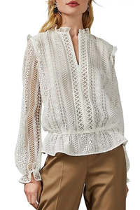 TED BAKER "Comsee" Zip Up Crochet Top
