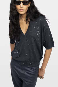 Zadig Voltaire: ZADIG & VOLTAIRE "Wully Lico" V Neck Sweater