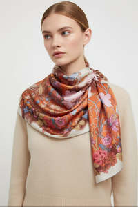 SALVATORE FERRAGAMO "Fiori Print" Silk Scarf