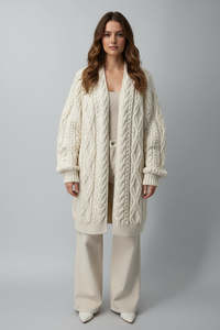Maje: MAJE "Cable Knit" Wool Blend Cardigan