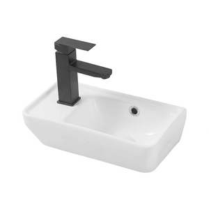 Basin: Nora Ceramic Wall-Hung Wash Basin with Overflow W400*D215*H145mm Right Hand (9709R)