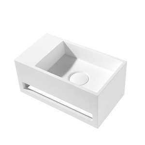 Nora Venezia Solid Surface Wall-Hung Basin With Towel Rail Right Hand Matt White (WA26R)