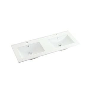 Nora Rettangolo Ceramic Vanity Top with Overflow Double Gloss White 1200mm (BS9120ED)