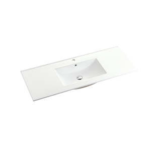 Nora Rettangolo Ceramic Vanity Top with Overflow Single Gloss White 1200mm (BS9120E)
