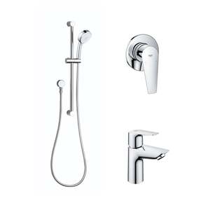 Grohe: Grohe Bauedge Basin Mixer Shower Mixer and Tempesta Cosmo Slide Shower 3PACK Chrome