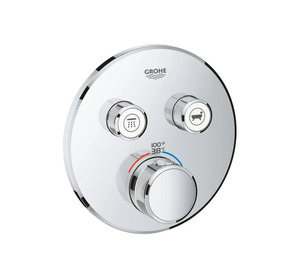 Grohe Smart Control Thermostatic Mixer, 2 Function Round Chrome (29137000)