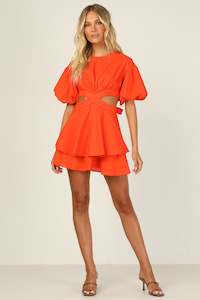 Size 12: Boutique Gracious Cut Out Dress Coral