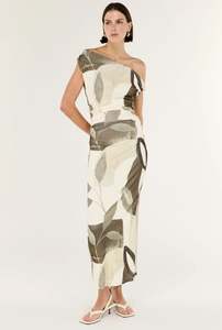 Size 14: Ophiele Leaf Print Twist Midi