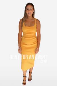 Size 14: Bec & Bridge Karina Tuck Midi Tangerine Size 12