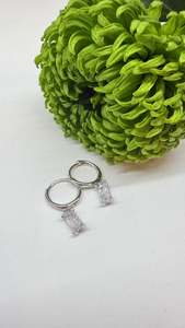 Clear Tulip Earrings Silver