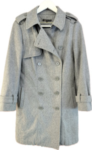 Size 6 To 8: Maje Grey Felt Trench Coat