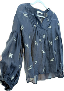 Lania Navy Embroidered Top