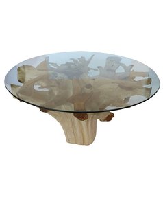 Coastal Living: Teak Root Dining Table w/glass