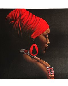 Sale Homewares: African Lady with Red Head-wrapped Scarf