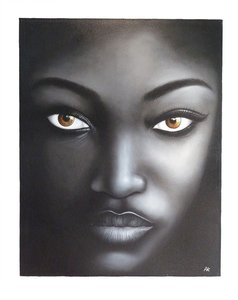 African Face with Caramel Cat Eyes 110x140