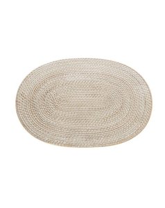 Placemats Coasters: Whitewash Rattan Placemat - Oval
