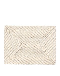 Placemats Coasters: Whitewash Rattan Placemat - Rectangle