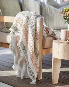 Carnivale Throw - Khaki/ Rose Dust 200x150