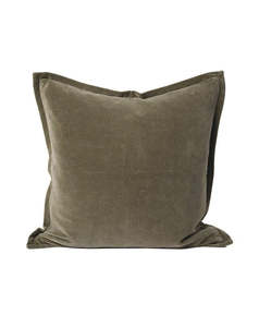 Textiles: Evelyn Velvet Cushion - Olive