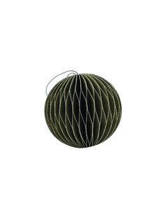 Olive Green Paper Sphere Ornament with Silver Glitter Edge