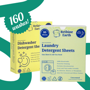 Bundle: Bundle Starter Pack, Unscented Laundry and Dishwasher Detergent Sheets, 160 Washes