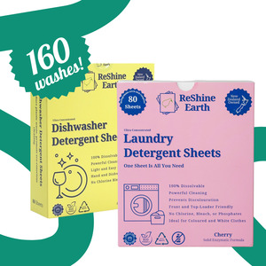 Bundle Starter Pack, Cherry Laundry and Dishwasher Detergent Sheets, 160 Washes
