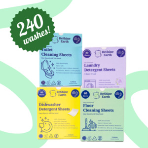 Bundle: All in One Starter Pack, Dishwasher, Laundry, Floor and Toilet Detergent Sheets, 240 Washes