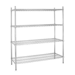 Commercial Shelving: Vogue 4 Tier Wire Shelving Kit 1830x460mm