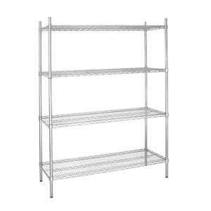 Commercial Shelving: Vogue 4 Tier Wire Shelving Kit 1525x460mm