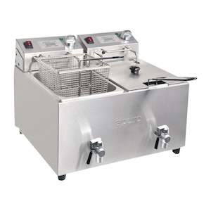 Apuro Twin Tank Twin Basket 8Ltr Countertop Fryer with Timer 2x 2.9kW