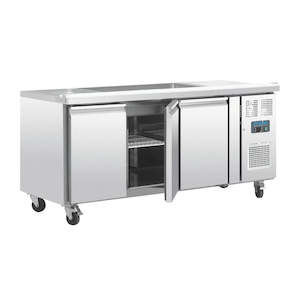 Salad Bar Fridge: Polar 3 Door Saladette Counter FT283-A