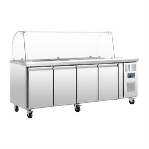 Salad Bar Fridge: Polar U-Series Four Door Refrigerated Gastronorm Saladette Counter CT395-A