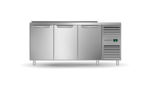 Under Bench Fridge: Skope Three Solid Door Salad Preparation Drop-in Collar GN1/3 Right Hand Fridge - PG13.PPS.DC.3.SD.RH