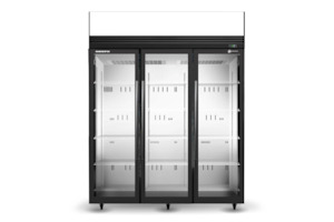 Commercial Freezer: Skope SKFT1500N-AC 3 Glass Door Upright Display or Storage Freezer, Lit Sign - SKFT1500N-AC