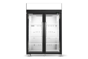 Commercial Freezer: Skope SKFT1300N-AC 2 Glass Door Upright Display or Storage Freezer, Lit Sign - SKFT1300N-AC